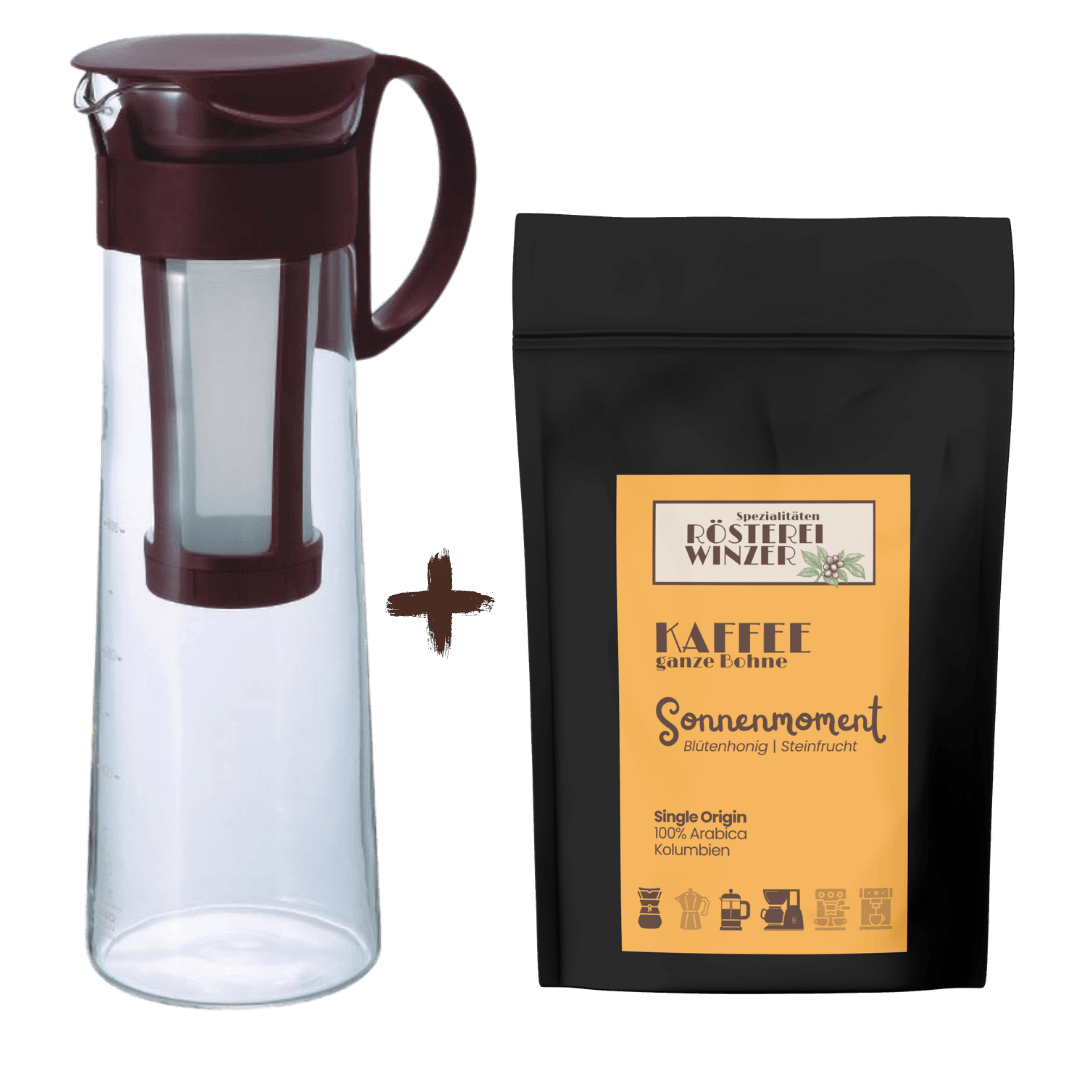 Rösterei Winzer, Cold Brew Kanne und passender Kaffee Kolumbien