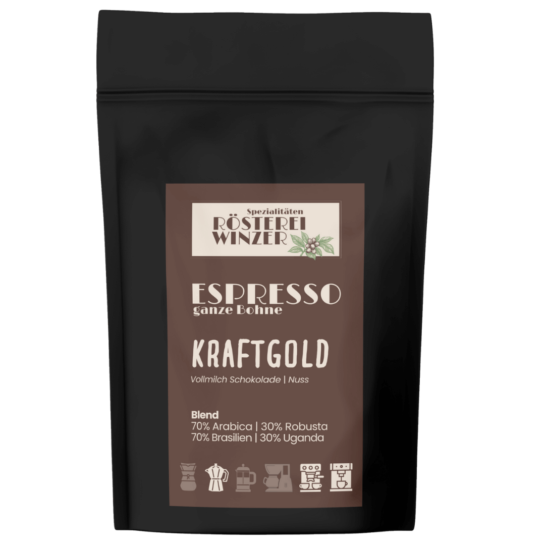 Espresso ganze Bohnen aus Brasilien und Uganda, Schokolade, Nuss