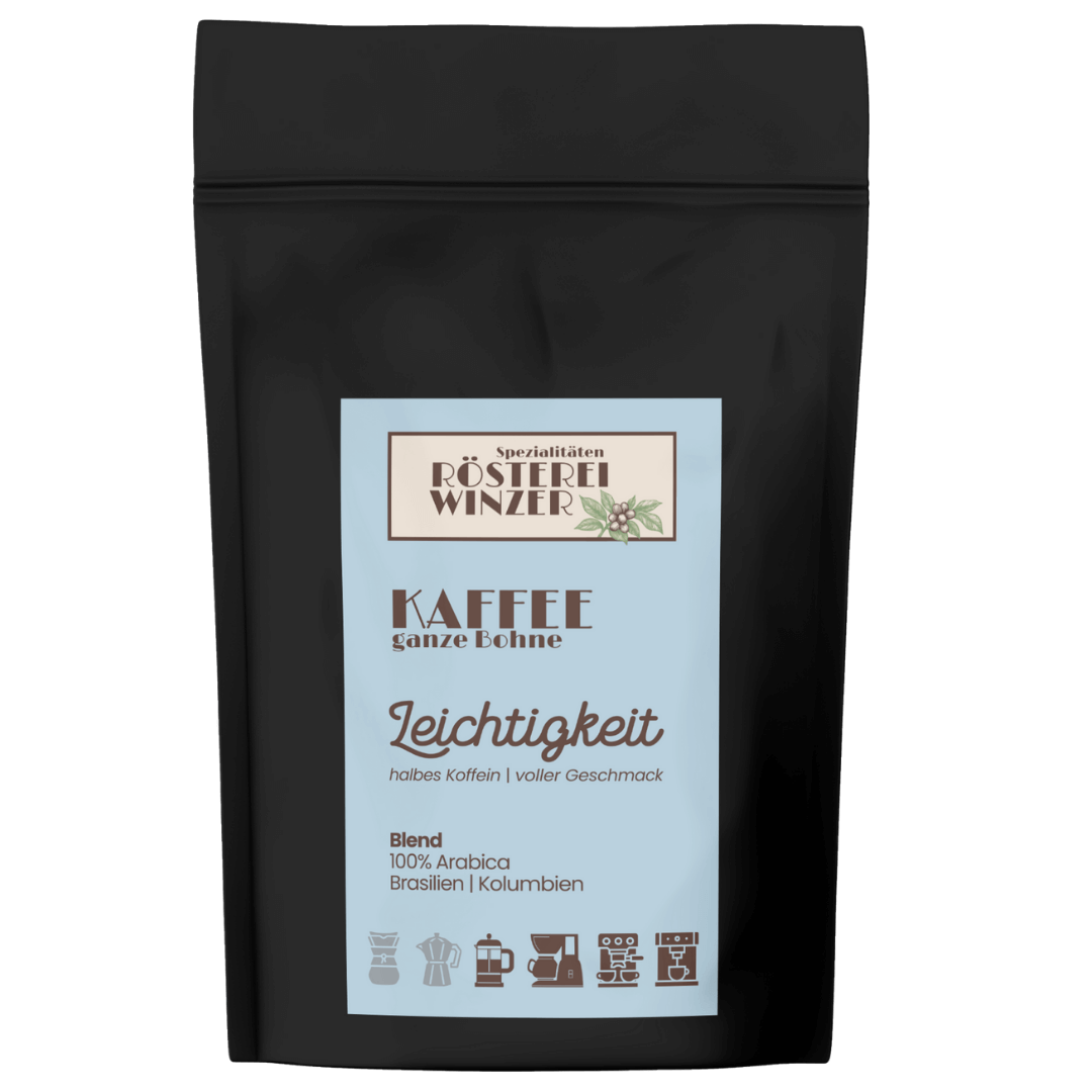 Voller Geschmack bei halbem Koffein, ganze Bohne