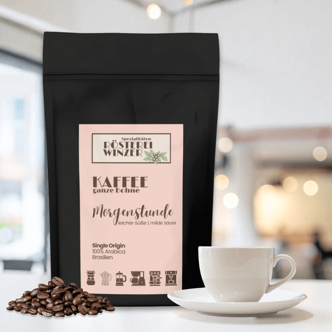 Morgenstunde 100% Arabica aus Brasilien, ganze Bohnen, Schokolade, ausgesprochen mild
