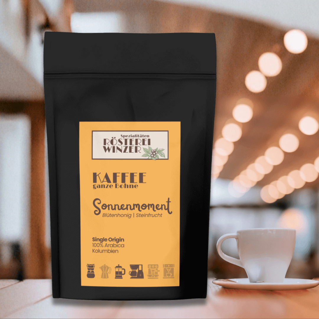 Sonnenmoment, 100% Arabica aus Kolumbien, ganze Bohnen, Honigsüße