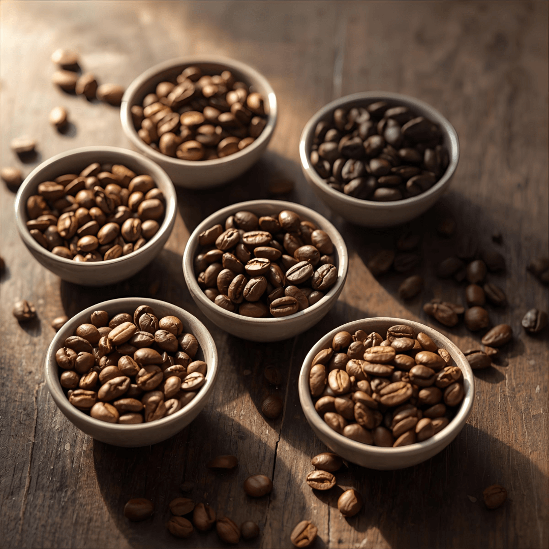 verschiedene Kaffee Bohnen aus aller Welt