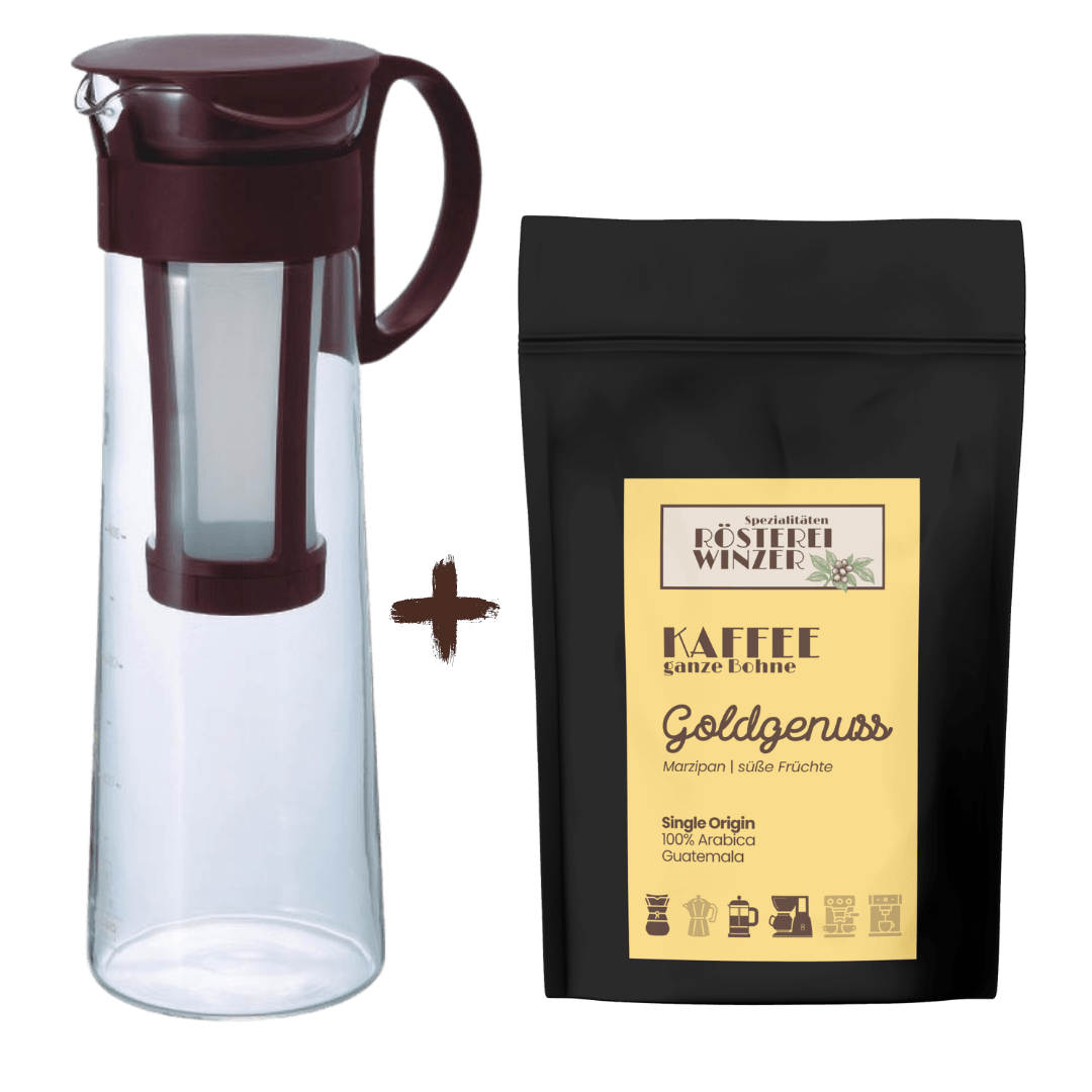 Rösterei Winzer, Cold Brew Set Coldbree Kanne und Goldgenuss Kaffee