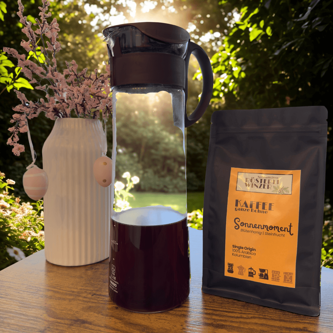 Rösterei Winzer, Cold Brew Set für zuhause, Cold Brew Kanne und Kaffee fruchtig wie Eistee