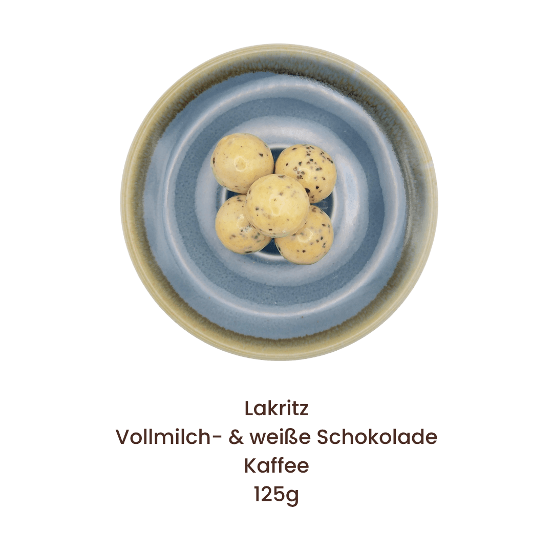 Rösterei Winzer Genuss-Kugeln, feine Pralinen Cappuccino-Lakritz, perfekt zu Espresso und Cappuccino