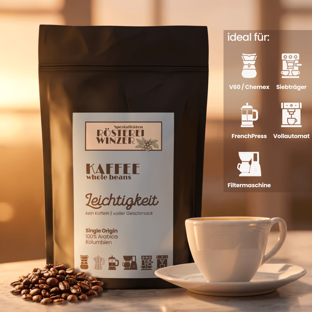 Spezialtäten Rösterei Winzer, ganze Bohnen kaufen, Zubereitungsempfehlung, ideal für Filter, V60, Chemex, French Press, Siebträger, Kaffeevollautomat