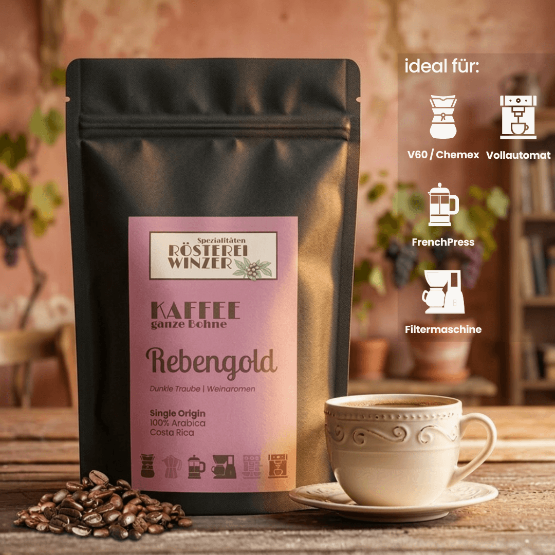 Spezialtäten Rösterei Winzer, ganze Bohnen kaufen, Zubereitungsempfehlung, ideal für Filter, V60, Chemex, French Press, Kaffeevollautomat