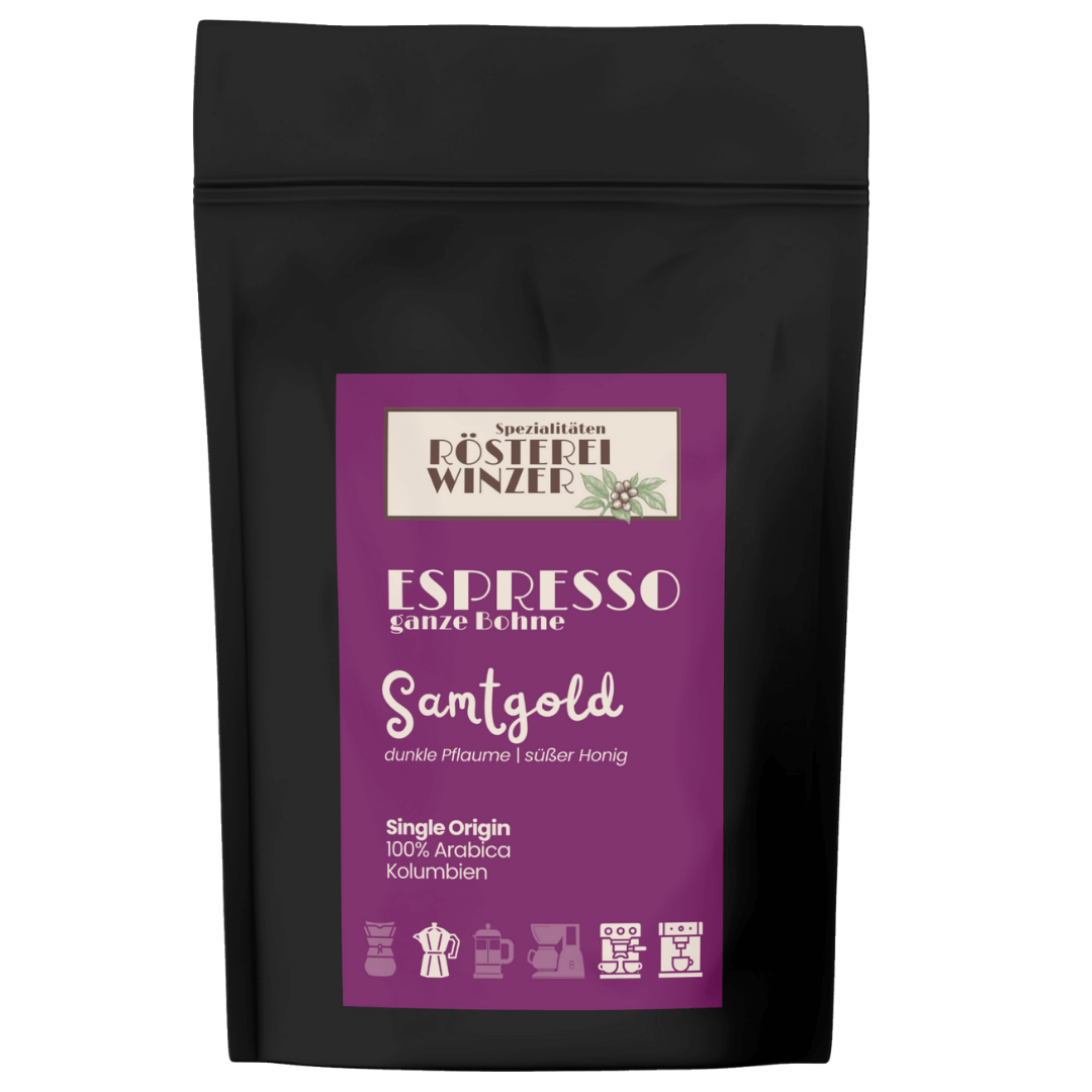 Espresso aus Kolumbien kaufen, ganze Bohne, fruchtig, dunkle Pflaume, Honigsüße